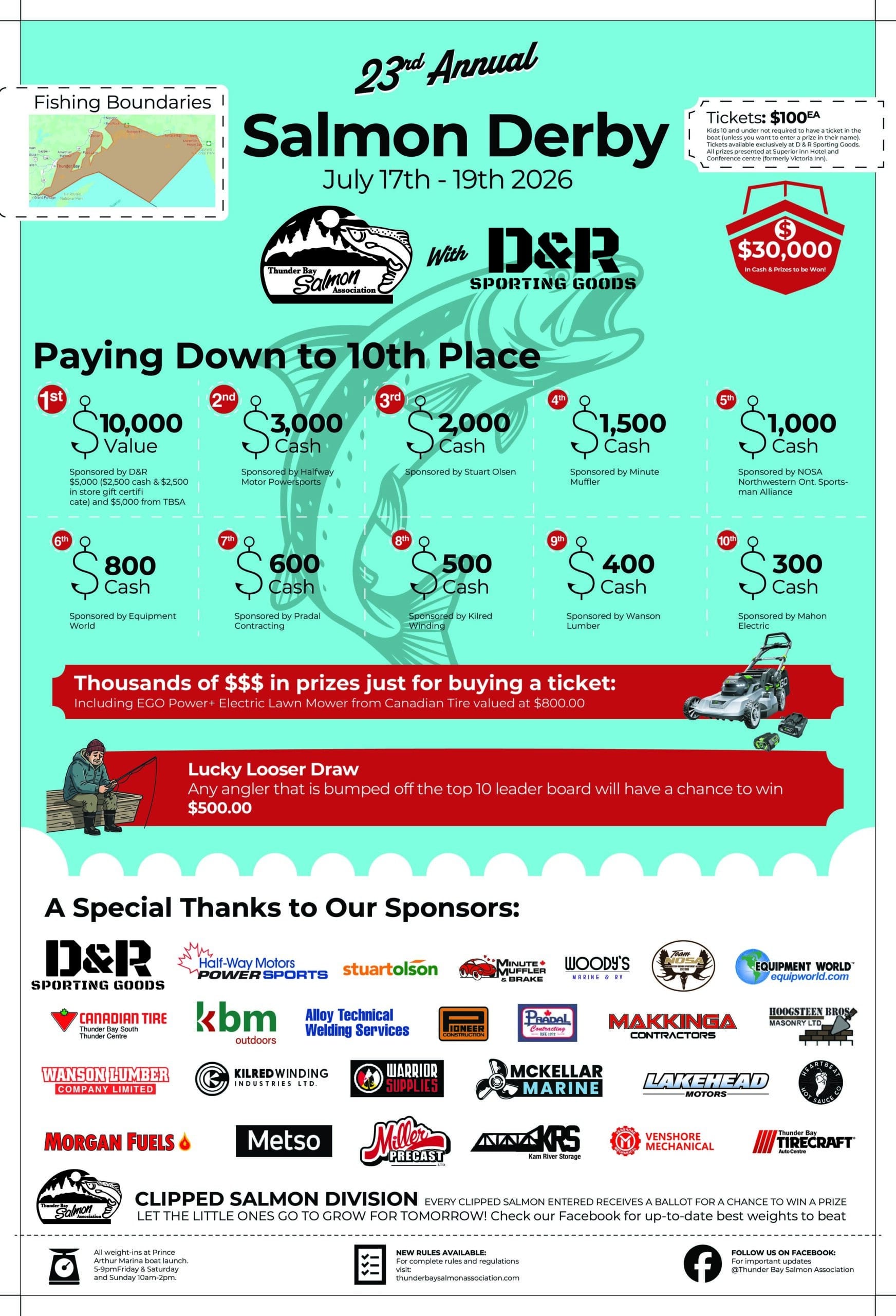 Thunder Bay Salmon Association 23rd Annual Salmon Derby, July 17-19, 2026